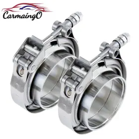 Sy1048-350-2pc Carmaingo 2x 3.5ftft Quick Release V-band Clamp With Ss304 Male Female Flange For Exhaust Pipe
