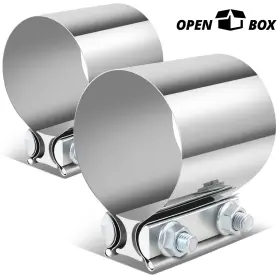 Crc-exacl209 Charismatic Racing Concepts Open-box 2pcs 3 Inch Od 24-gauge Wall S.steel Butt Joint Band Exhaust Muffler Clamps