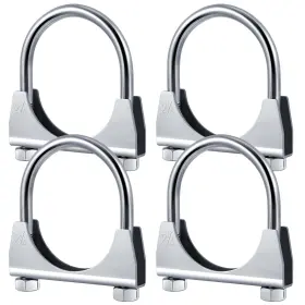 Datanly Jia-datanly-0988 4 Pcs 2-1/4 Inch Exhaust Clamp Heavy Duty U-bolt Cl - Silver 2-1/4ftft