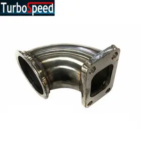 T3-vb300 Emusa Stainless Steel T3 4-bolt To 3 Inch V-band 90 Degree Turbo Flange Conversion Adapter