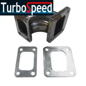 T4t3 Emusa Gk T3-4 New 1x T4 To T3 4-bolt 90 Degree Stainless Steel Elbow Flange Adapter 2x Gasket