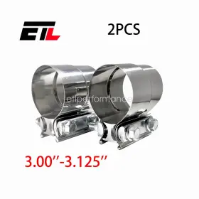 361202-2 Etl Performance Lap Joint Exhaust Clamp 3.00ftft-3.125ftft Muffler Sleeve Coupler Stainless 2pcs New