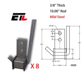 362009-8 Etl Performance 8pcs 3/8ftft Thick 10.00ftft Rod Mild Steel Includes Rubber Mounting Grommet