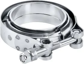 Ev01350s2.5-2 Evil Energy V Band Clamp With Flange Male Female Stainless 2.5 Inch Silver