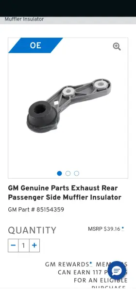 85154359 Gm Xt5 Genuine Parts Exhaust Rear Passenger Side Muffler Insulator / Hanger