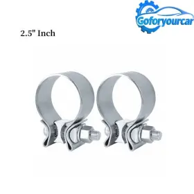 Poseng5641 Gof 2pcs 2.5 Inch T409 Stainless Steel Narrow Band Exhaust Clamps Seal