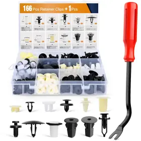 Gooacc Grc-81 166 Pcs Car Retainer Clips &screw Grommets - 12 One Size Black White