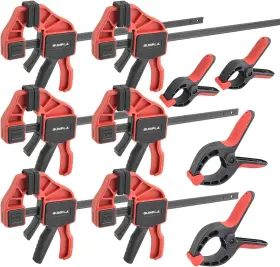 091024 Gunpla 10pcs Bar Clamps Set For Woodworking Adjustable 6 Inch And 12 Heavy Duty Red