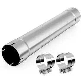 Shrs505030-p Lcgp 5 Inch Straight Exhaust Pipe With Two Clamps Silver