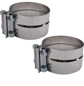 Morningro 735551429276 4 Inch Lap Joint Exhaust Band Clamp Preformed Aluminized Steel 2 Pack