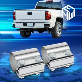 Npm74223 Newpoint Motor Open-box 2 X Inch Id Polished S/s Butt Joint Band Exhaust Clamps Sleeve Coupler