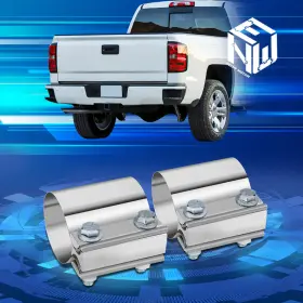 Npm74227 Newpoint Motor Open-box 2 X 3 Inch Id Polished S/s Butt Joint Band Exhaust Clamps Sleeve Coupler