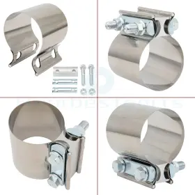 Pop160sp80417dt Pop-speedyparts 2.5 Inch 2 1/2 Universal Iron Butt Joint Band Exhaust Clamp