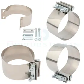 Pop160sp80915dt Pop-speedyparts 5 Inch Universal Iron Butt Joint Band Exhaust Clamp