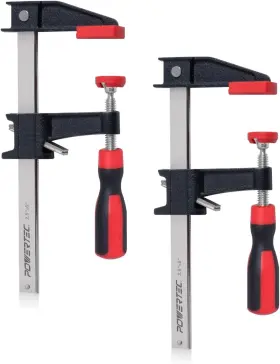 71917 Powertec 6 Inch Steel Bar Clamps With 600 Lbs Loads Limit And 2-1/2 Red Black