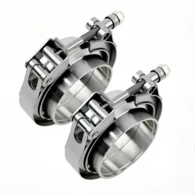 Roadformer 647697920671 2.5 Inch V Band Clamp - 2 Sets Of Quick Release Silver