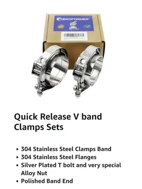 Roadformer 647697920701 3.5 Inch V Band Clamp - 2 Sets Of Quick Release Vband Clamps With Male Female