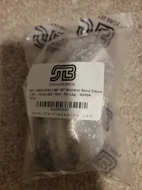 601-07656-3150 Stainless Bros 1.5 Inch Diameter 1.5d / 4.5in Clr 90 Degree Bend No Leg Mandrel
