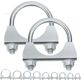 S4243 Swpeet 2pcs Galvanized 1-3/4 Inch - 45mm Exhaust U Clamp Silver