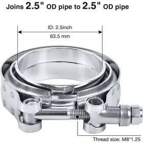 Es00210s2.5 Tembor 6/8x 2.5/3/3.5/4 Inch V Band Clamp With Flange Male Female Ss304 Stainless Steel