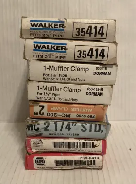 32212 Walker Lot Of 8 Various Size Heavy Duty Saddle Style U Bolt Muffler Clamps Hardware