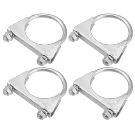 X Autohaux 745060895363 Car Round U Bolt Clamp Muffler Exhaust Clamps Mild Steel 2.35 Inch Id 60mm 4 Pcs