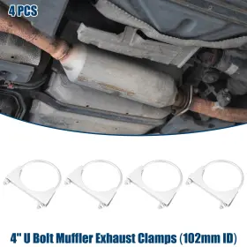 X Autohaux 745060895417 Car Round U Bolt Clamp Muffler Exhaust Clamps Mild Steel 4 Inch Id 102mm Pcs