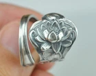 Solid 925 Sterling Silver Lotus Flower Floral Adjustable Spoon Ring New. Price: $53.99.