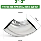 Stainless Steel Elbow 3" 90 Mandrel Bend - Thickness 16GA/.065" Wall New. Price: $21.99.