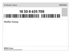 Genuine Bmw Muffler Clamp 18-30-8-635-798 New. Price: $33.08.