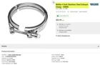 4 Inch Exhaust Clamp Walker 35805 Stainless Steel New. Price: $9.95.